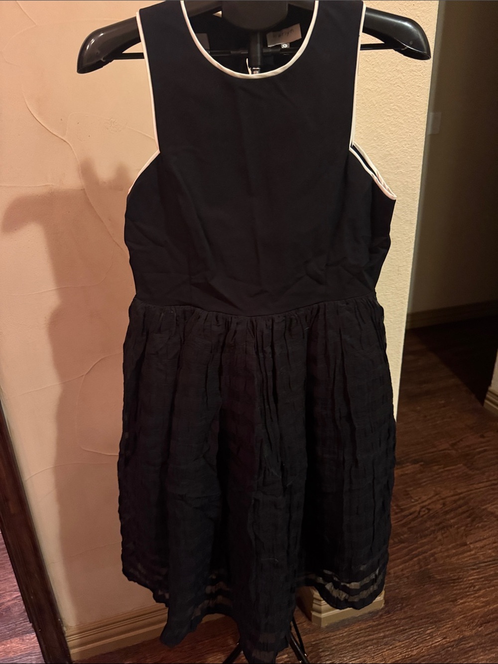 Anthropologie Black Dress with White Trim